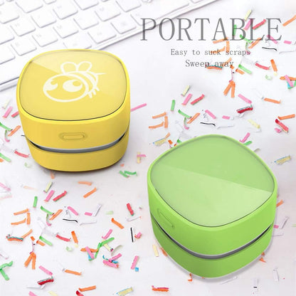 Desktop Vacuum Cleaner,Mini Table Dust Sweeper Energy Saving with Auto Power-Off Function,High Endurance up to 400 Mins,Cordless&360º Rotatable for Keyboard/Home/Offic (Yellow Charging)