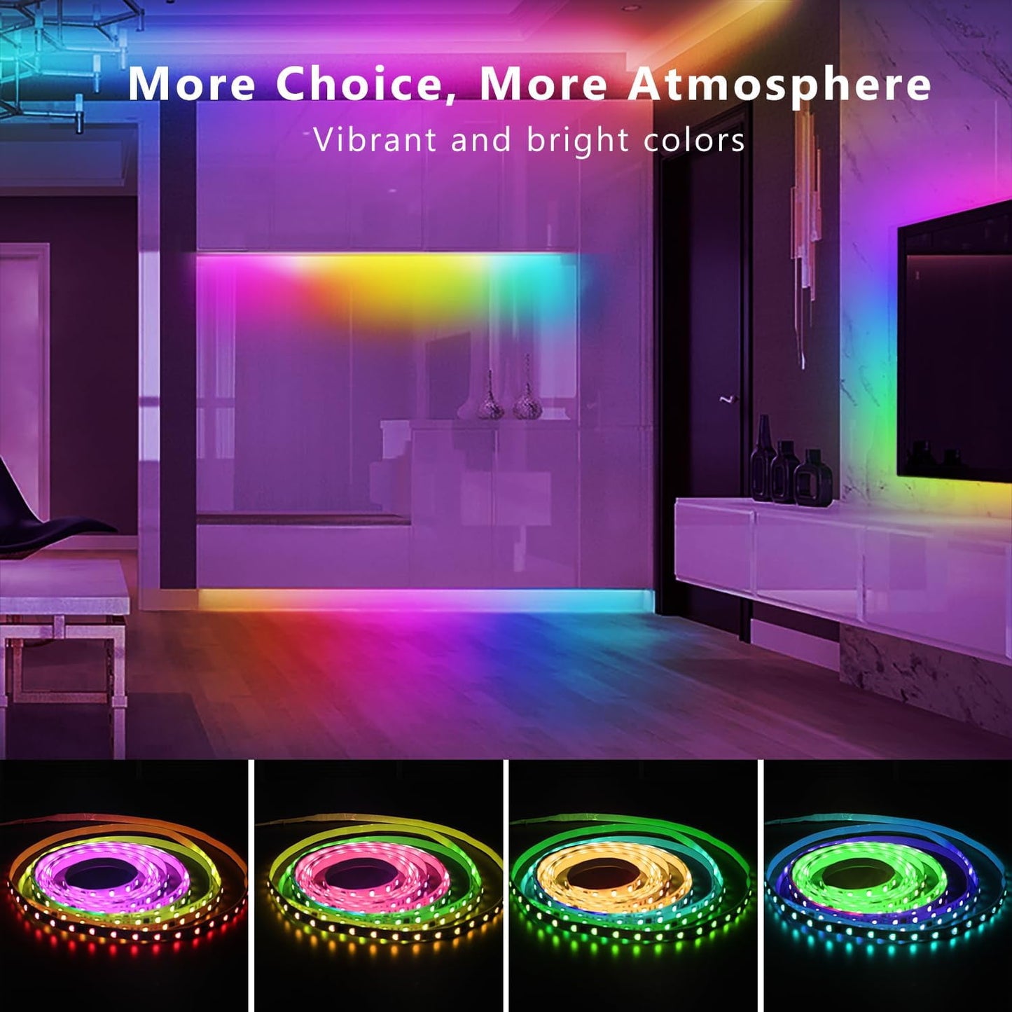 Transform Your Space with 16.4Ft Smart RGBIC LED Strip Lights - Customize Colors & Create Ambiance!