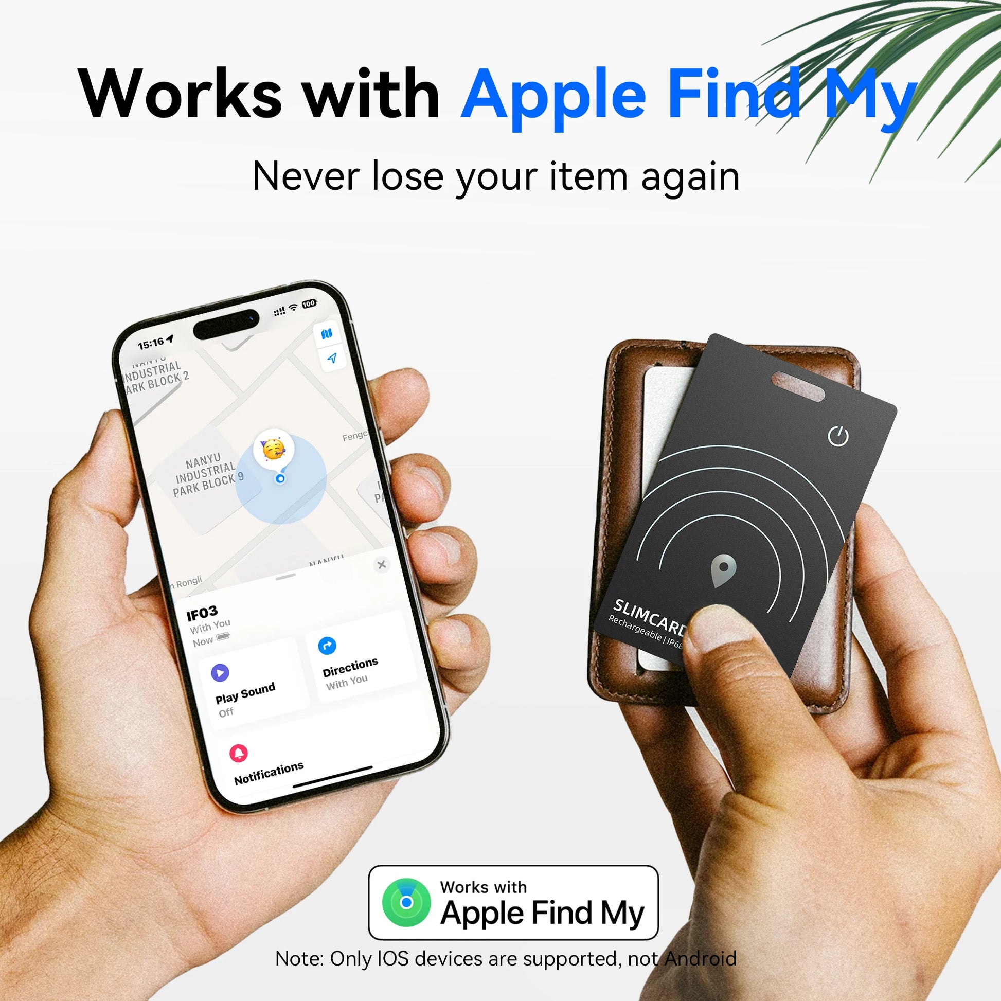 Smart Wallet Tracker Card for Apple Ios Find My Item Wireless Charging Tag Tracker Card Key/Bag Finder Bluetooth Gps Tracker