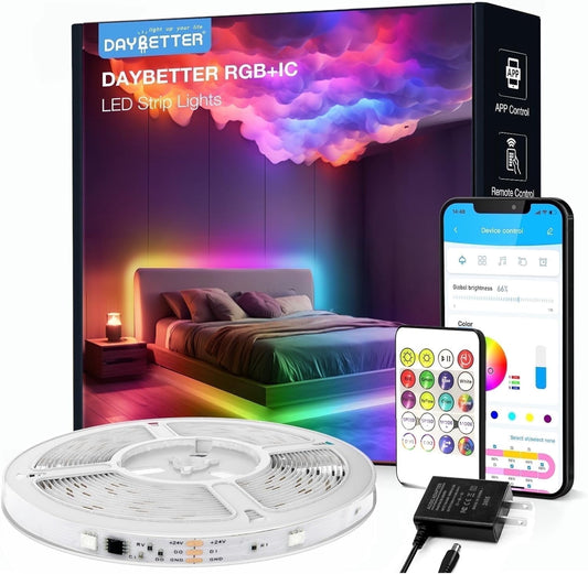 Transform Your Space with 16.4Ft Smart RGBIC LED Strip Lights - Customize Colors & Create Ambiance!