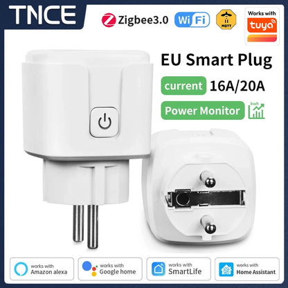 Transform Your Home with the Tuya Smart Plug: WiFi/Zigbee 3.0 Smart Socket with 16A/20A Power Monitoring, Voice Control, and Alexa Compatibility
