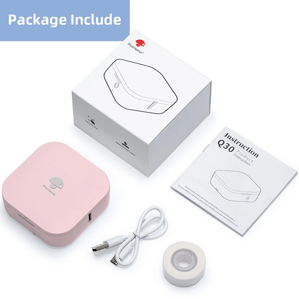 Phomemo Q30 Mini Wireless Label Printer - Portable Thermal Sticker Maker with Various Label Paper