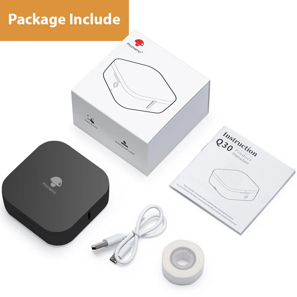 Phomemo Q30 Mini Wireless Label Printer - Portable Thermal Sticker Maker with Various Label Paper