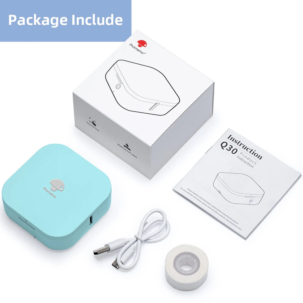 Phomemo Q30 Mini Wireless Label Printer - Portable Thermal Sticker Maker with Various Label Paper