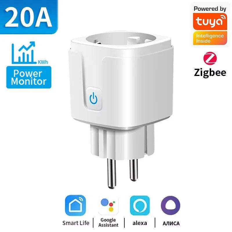 Transform Your Home with the Tuya Smart Plug: WiFi/Zigbee 3.0 Smart Socket with 16A/20A Power Monitoring, Voice Control, and Alexa Compatibility