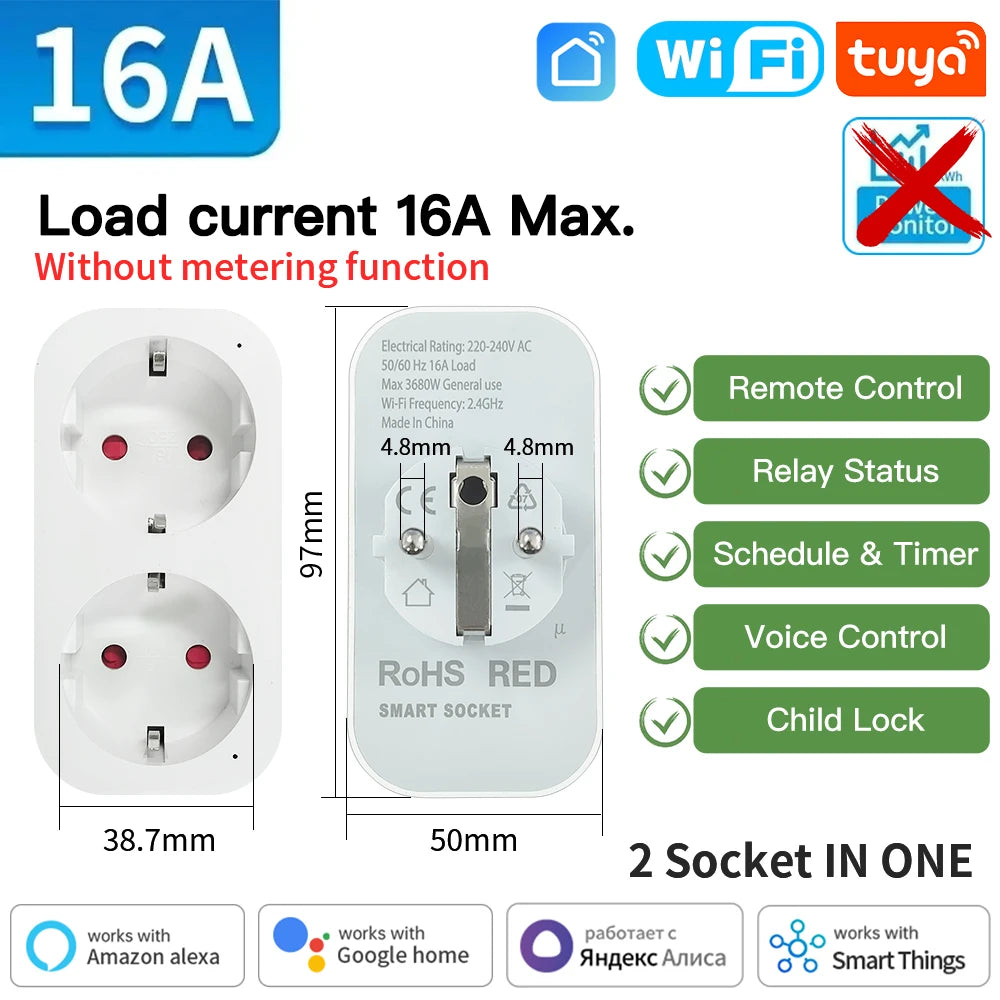 Transform Your Home with the Tuya Smart Plug: WiFi/Zigbee 3.0 Smart Socket with 16A/20A Power Monitoring, Voice Control, and Alexa Compatibility