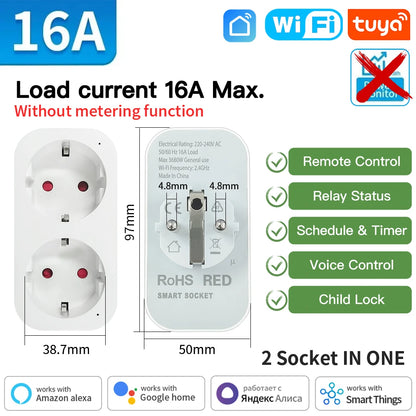 Transform Your Home with the Tuya Smart Plug: WiFi/Zigbee 3.0 Smart Socket with 16A/20A Power Monitoring, Voice Control, and Alexa Compatibility