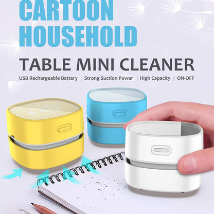 Desktop Vacuum Cleaner,Mini Table Dust Sweeper Energy Saving with Auto Power-Off Function,High Endurance up to 400 Mins,Cordless&360º Rotatable for Keyboard/Home/Offic (Yellow Charging)